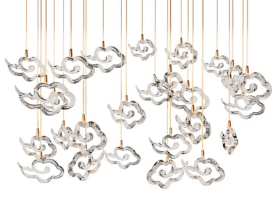 新中式祥云造型的垂线吊灯