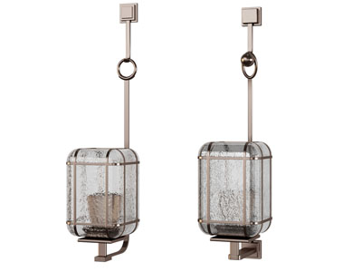 新中式方形锤纹玻璃灯罩壁灯