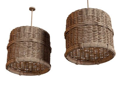 新中式民宿藤编灯罩吊灯