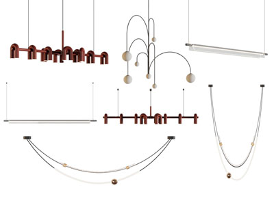 现代金属线条吊灯