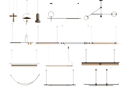 现代金属线条一字型吊灯