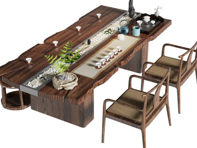 新中式景观茶桌椅组合