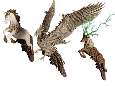 现代木雕马 鹰 麋鹿墙饰挂件