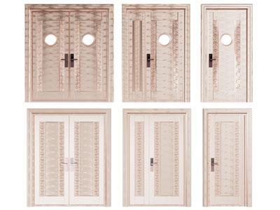 新中式铜制金属双开门 平开门 房门 入户门 防盗门3d模型 新中式铜制金属双开门 平开门 房门 入户门 防盗门