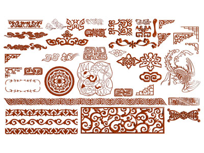 新中式花纹元素 剪影 剪纸 墙饰 窗花