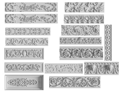 欧式雕花 浮雕 石膏线条3d模型 欧式雕花 浮雕 石膏线条