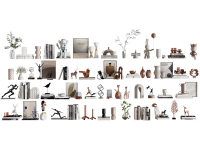 现代花瓶花卉 装饰画 饰品摆件组合