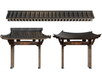 新中式屋檐 大门 建筑构件