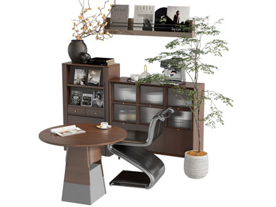 现代中古风餐边柜 餐桌椅组合