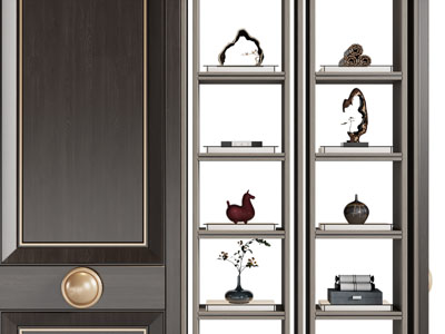 新中式开放式装饰柜 博古架3d模型 新中式开放式装饰柜 博古架