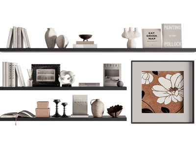 现代书本 陶艺器皿 摆件组合