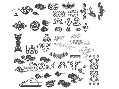 新中式祥云剪影 剪纸 墙贴 墙饰