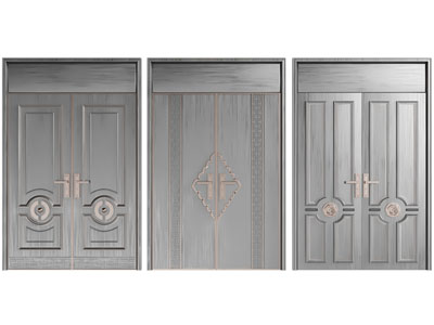 新中式双开门 大门 防盗门 入户门3d模型 新中式双开门 大门 防盗门 入户门