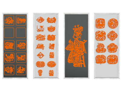 中式剪纸剪影 皮影墙贴 墙饰 窗花