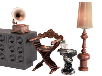 法式中古风休闲椅子 边几 落地灯