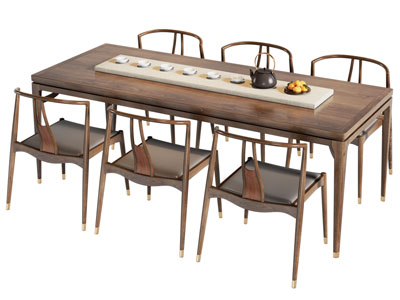 新中式实木茶桌椅组合