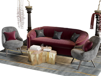 新中式布艺多人沙发 休闲椅子和茶几组合