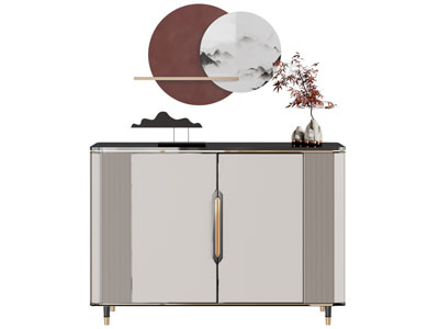 新中式玄关柜 边柜 墙饰3d模型 新中式玄关柜 边柜 墙饰