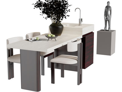 现代吧台餐桌椅组合