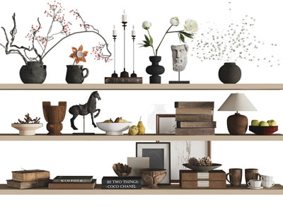 侘寂风陶艺器皿 书籍 烛台摆件组合