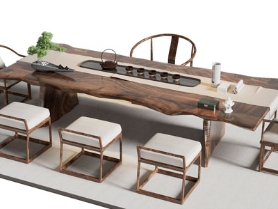 新中式原木茶桌椅组合