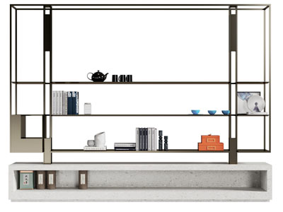 新中式开放式装饰书架3d模型 新中式开放式装饰书架