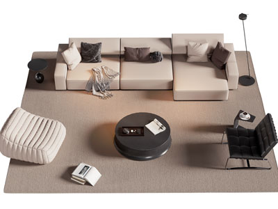 现代转角多人沙发 休闲椅子和茶几组合