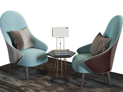 现代休闲椅子 边几