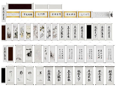 新中式书法字画装饰挂画3d模型 新中式书法字画装饰挂画