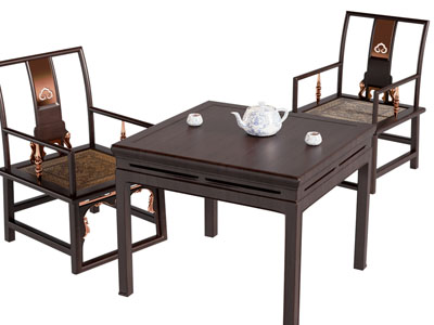新中式休闲餐桌椅组合