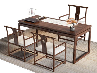新中式实木中古风茶桌椅组合