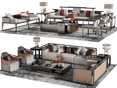 新中式罗汉床 休闲椅子和茶几组合