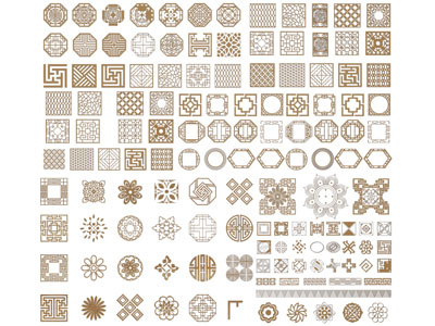 新中式花纹元素 镂花窗 窗格 花格3d模型 新中式花纹元素 镂花窗 窗格 花格