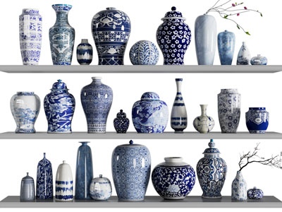 新中式青花瓷陶瓷器皿