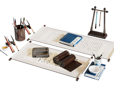 新中式书法字画笔墨摆件组合