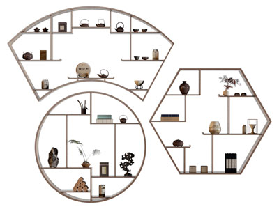 新中式茶壶 陶艺器皿 装饰收纳架3d模型 新中式茶壶 陶艺器皿 装饰收纳架