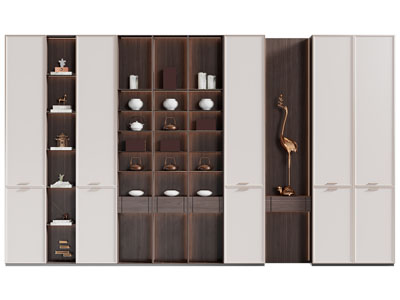 新中式装饰柜 茶壶 茶具3d模型 新中式装饰柜 茶壶 茶具