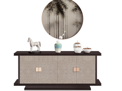 新中式玄关柜 边柜 墙饰3d模型 新中式玄关柜 边柜 墙饰