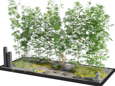 新中式花坛竹子 石子景观园艺小品