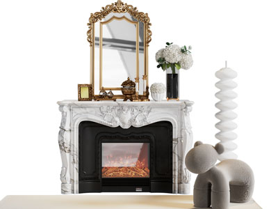 欧式雕花壁炉火炉 落地灯