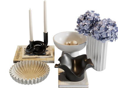 现代花瓶花卉 烛台 陶瓷器皿摆件组合