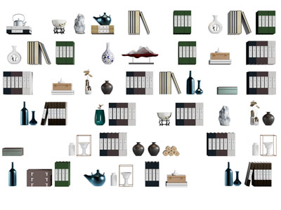 新中式书本 花瓶饰品摆件组合