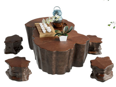 新中式树根茶桌椅组合