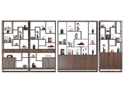 新中式实木博古架 装饰柜3d模型 新中式实木博古架 装饰柜