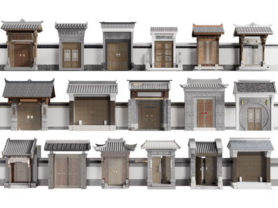 新中式庭院大门3d模型 新中式庭院大门
