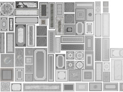 新中式地面拼花 雕花石砖 铺装小品3d模型 新中式地面拼花 雕花石砖 铺装小品