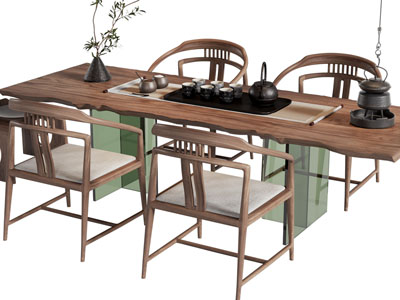 新中式实木茶桌椅组合