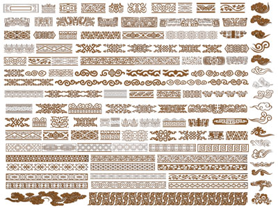 新中式花纹元素墙纸 剪影 剪纸 窗花 墙饰