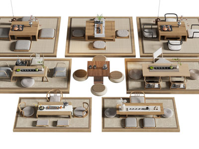 新中式茶桌椅组合