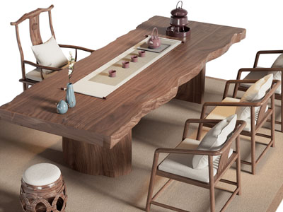 新中式原木茶桌椅组合